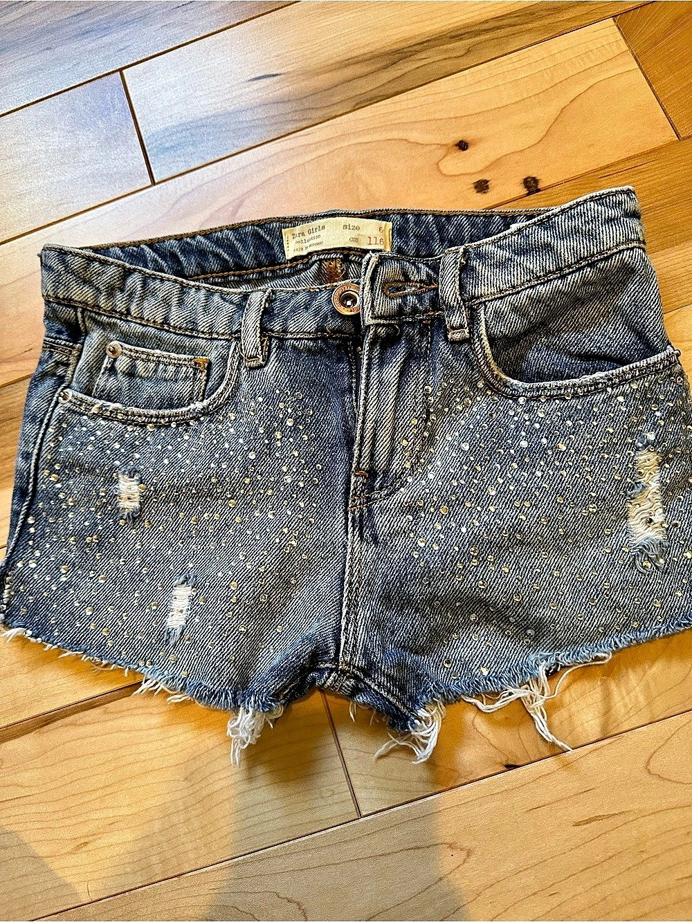 Zara Girls Rhinestone Denim Shorts Size 6